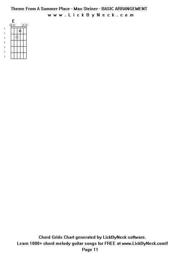 Chord Grids Chart of chord melody fingerstyle guitar song-Theme From A Summer Place - Max Steiner - BASIC ARRANGEMENT,generated by LickByNeck software.